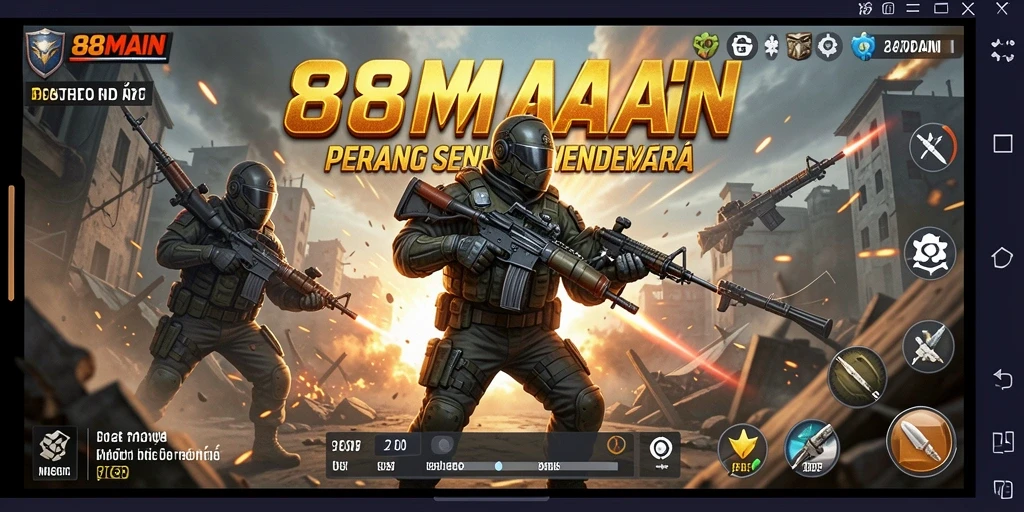 Tampilan seru pertempuran di 88MAIN dengan aksi FPS yang intens.