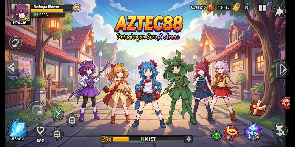 Tampilan gameplay menarik dari AZTEC88 dengan aksi karakter Anime.