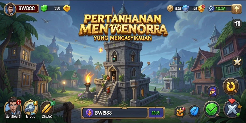 Tangkapan layar utama BW888 menampilkan ketegangan dalam gameplay Tower Defense.