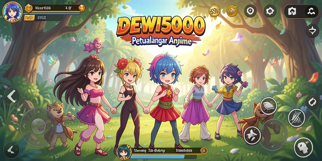Tangkapan layar gameplay DEWI5000 menampilkan aksi anime yang seru.