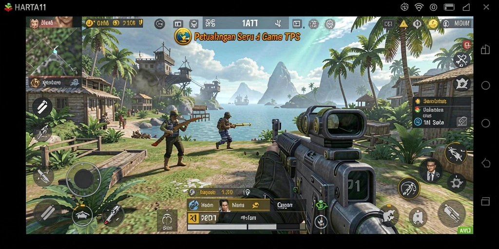 Screenshot HARTA11 menampilkan aksi seru dalam game TPS yang menarik.