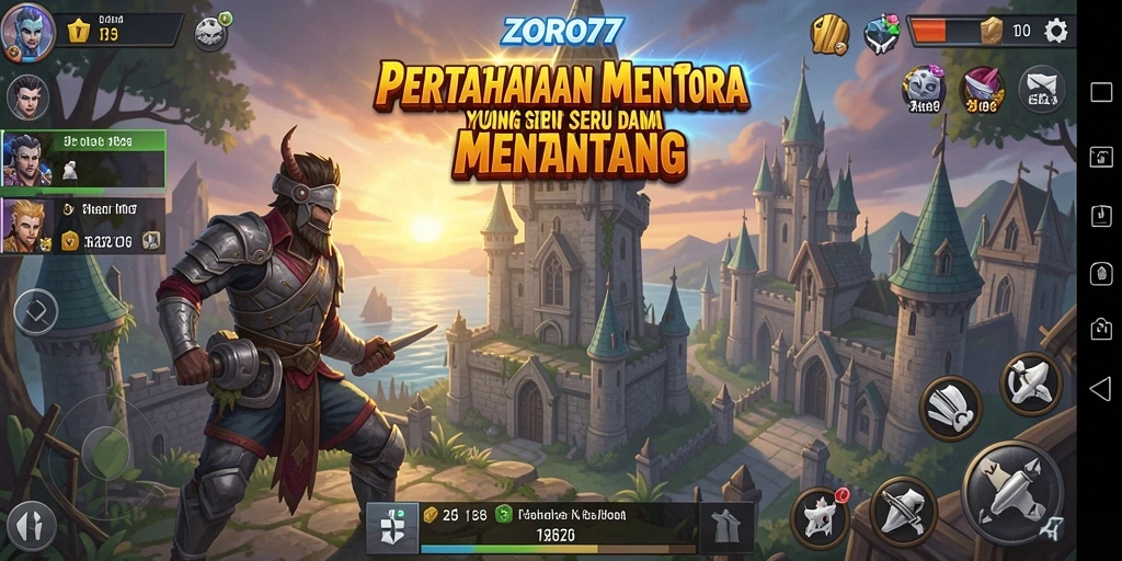 Screenshot gameplay ZORO77 menampilkan aksi menara pertahanan yang epik.